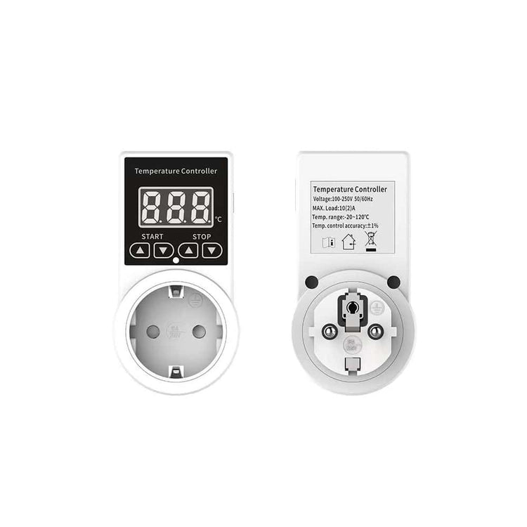 Digital termostat för Safestep VÄRMEMATTA som aktiveras vid inställd temperatur med sensor för utomhusbruk och anslutning till jordat eluttag.